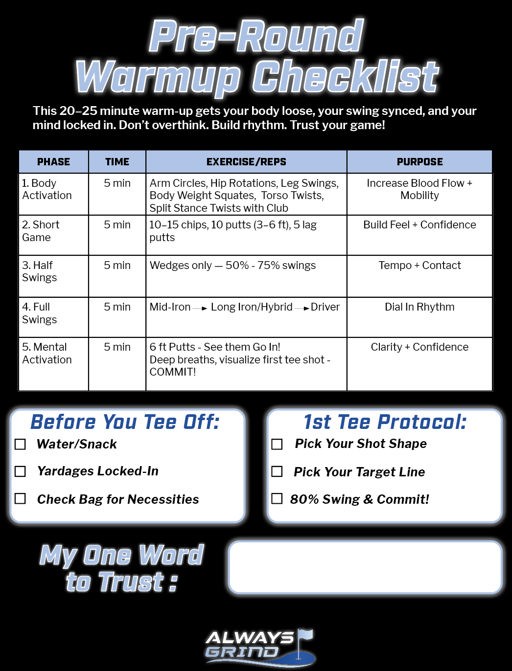 Pre-Round Warm-Up Guide – Always Grind Golf